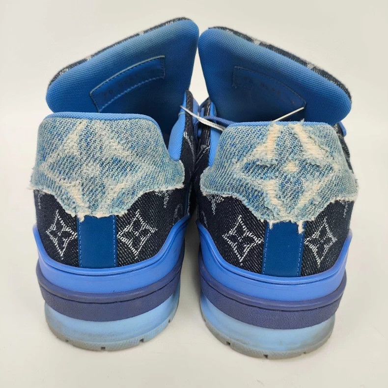 Louis Vuitton LV Leather Trainer Sneakers Blue - dmc Size US 8 / EU 41 - 3 Thumbnail