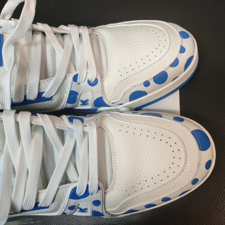 Louis Vuitton LV Leather Lowtop Sneakers White Blue - dmc Size US 10 / EU 43 - 6 Thumbnail