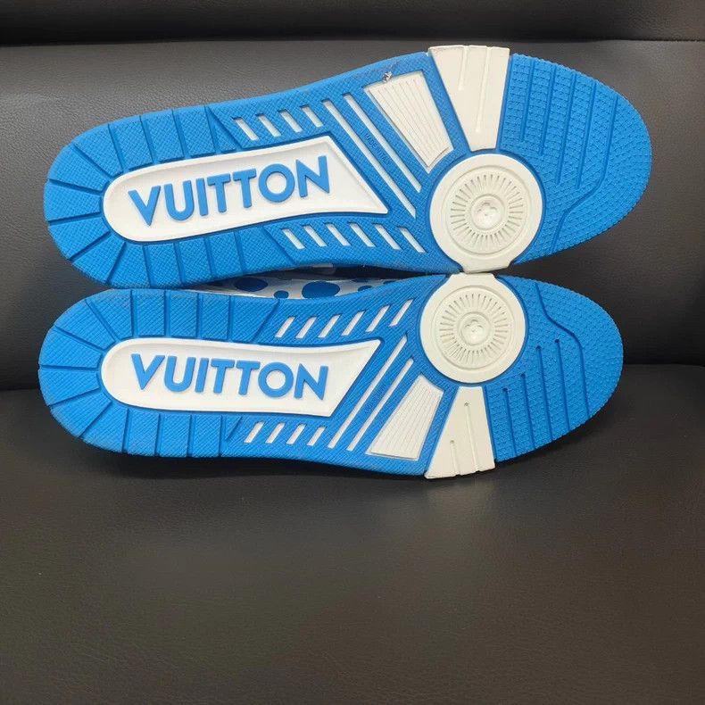 Louis Vuitton LV Leather Lowtop Sneakers White Blue - dmc Size US 10 / EU 43 - 5 Thumbnail