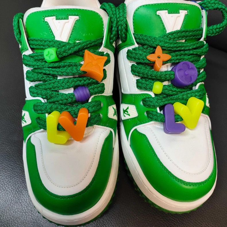 Louis Vuitton LV White Green Lowtop Sneakers - dmc Size US 7 / EU 40 - 6 Thumbnail