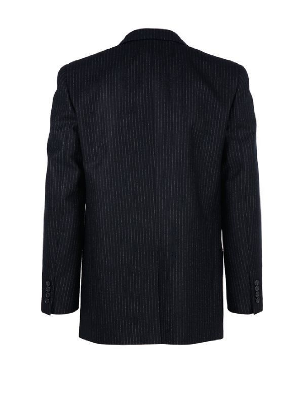 Saint Laurent Paris double-breasted jacket pinstripe wool in black Size US M / EU 48-50 / 2 - 2 Thumbnail
