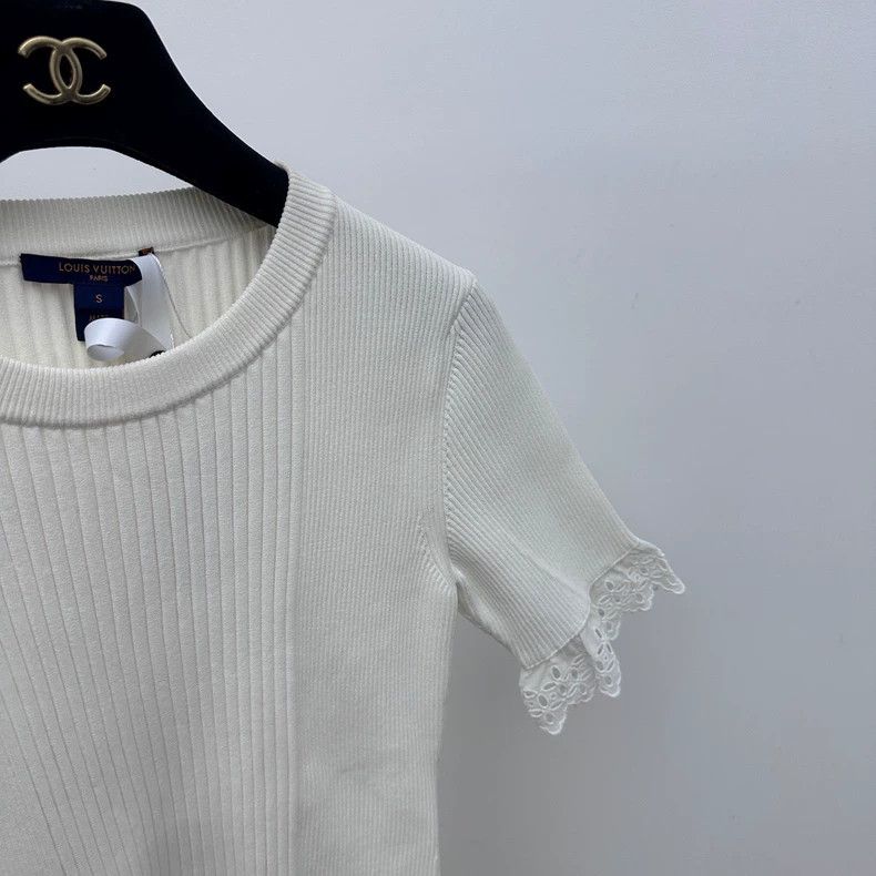 Louis Vuitton Louis Vuitton Ribbed Lace Short Sleeve Top - dmc Size US S / EU 44-46 / 1 - 3 Thumbnail