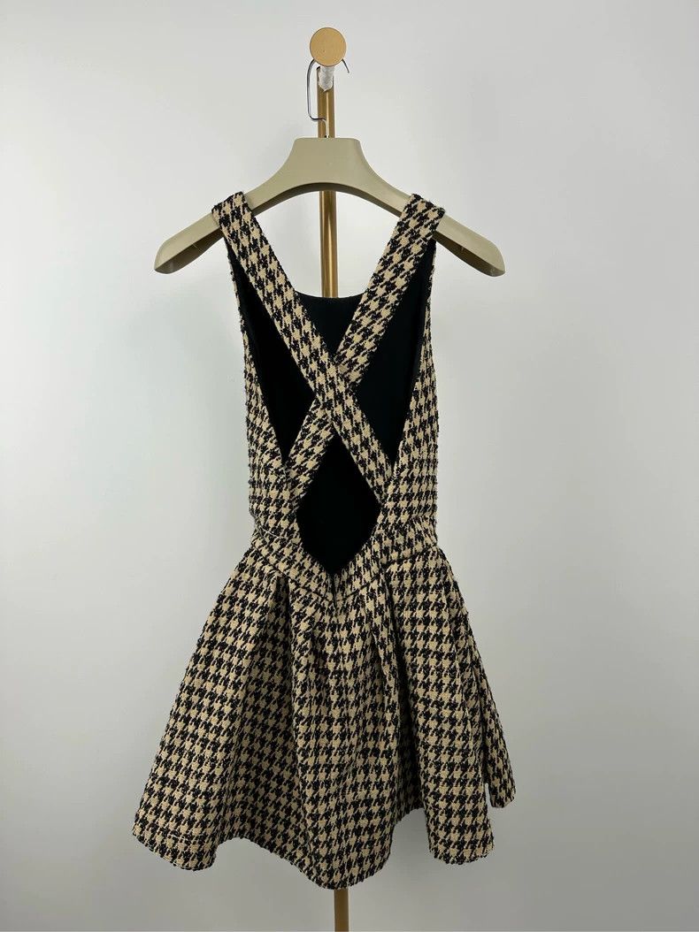Dior Dior Beige Houndstooth Silk Sleeveless Dress - dmc Size US S / EU 44-46 / 1 - 2 Thumbnail