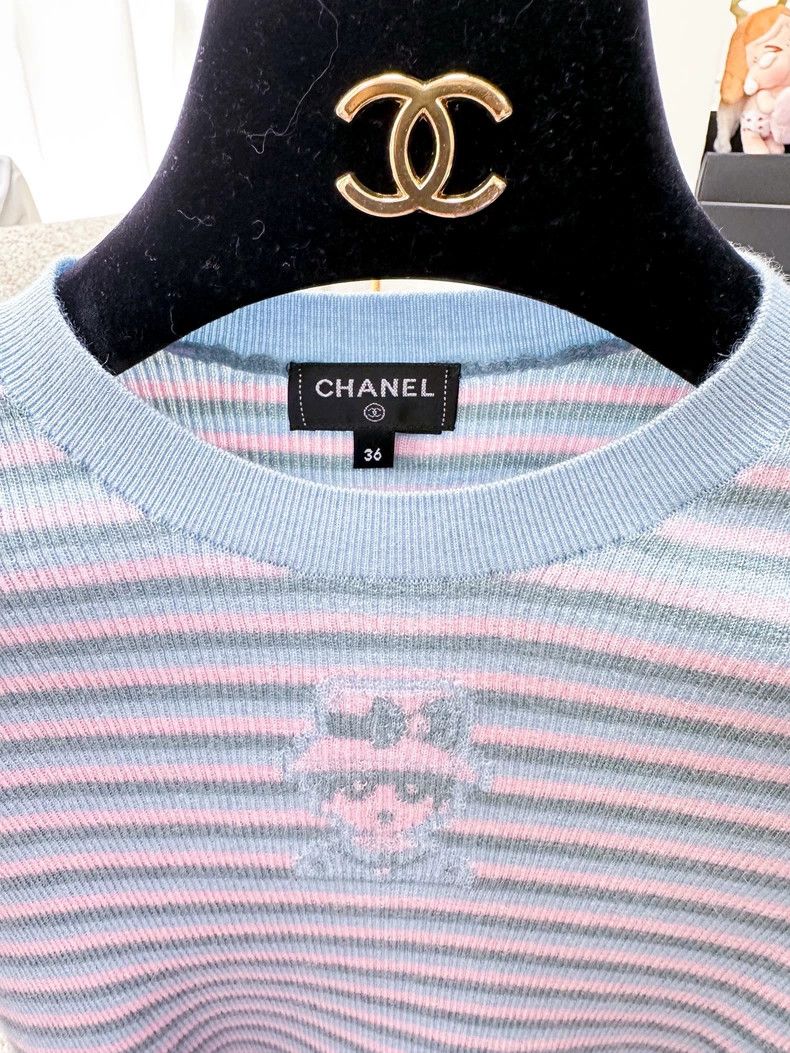 Chanel Chanel Blue Purple Stripe Portrait Knit Top - dmc Size US S / EU 44-46 / 1 - 6 Thumbnail