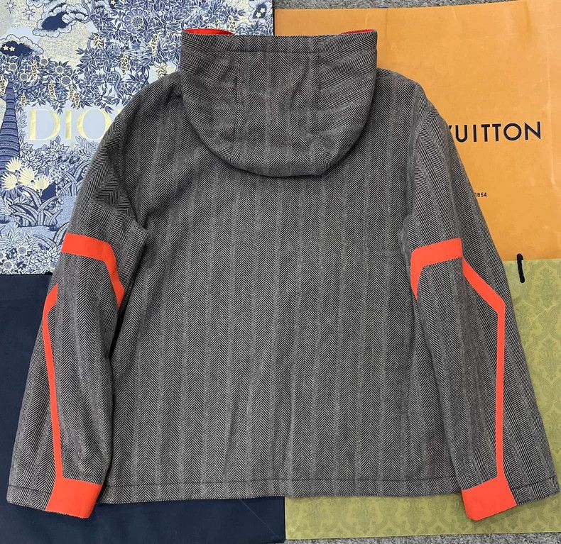 Hermes Hermes Men's Gray Wool Hooded Jacket - dmc Size US M / EU 48-50 / 2 - 3 Thumbnail