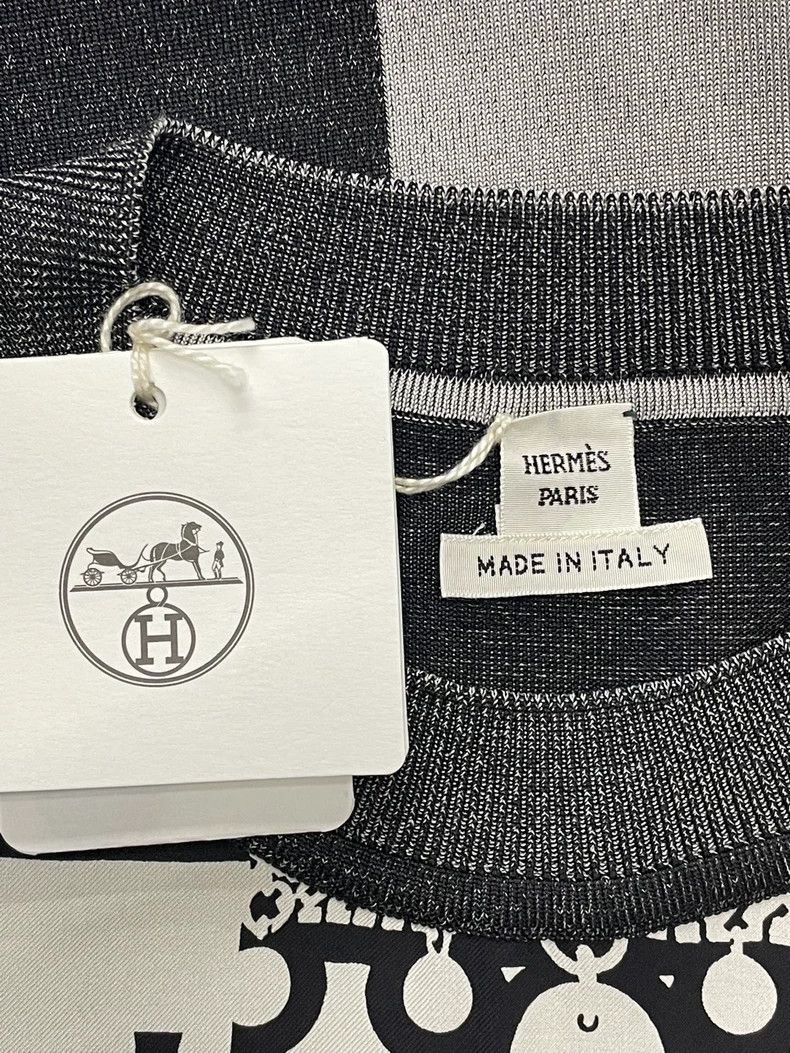 Hermes Hermes Black White Gray Colorblock Print Knitwear - dmc Size US M / EU 48-50 / 2 - 4 Thumbnail