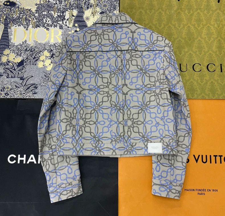 Hermes Hermes Gray Printed Denim Jacket - dmc Size US M / EU 48-50 / 2 - 3 Thumbnail