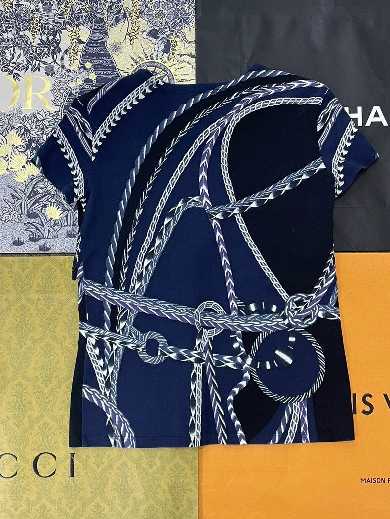 Hermes Hermes Blue Chain Print Short Sleeve T-shirt - dmc Size US M / EU 48-50 / 2 - 2 Thumbnail