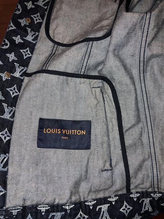 Louis Vuitton LOUIS VUITTON JACKET LEATHER MONOGRAM VARSITY DENIM 1AATPO
