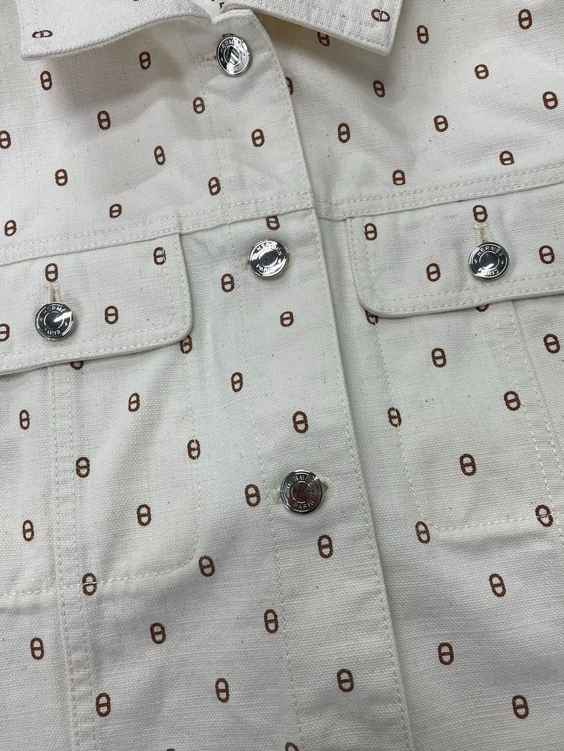 Hermes Hermes Beige Silver Buckle Jacket - dmc Size US M / EU 48-50 / 2 - 2 Thumbnail
