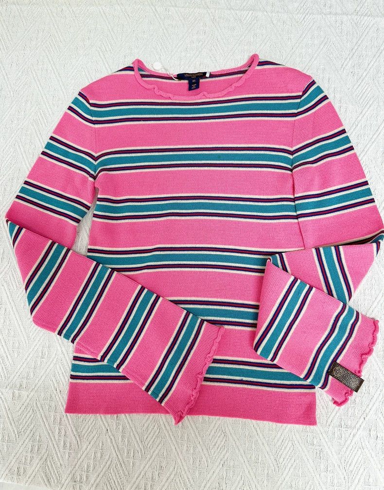 Louis Vuitton LV Pink Striped Knit Sweater - dmc Size US XS / EU 42 / 0 - 3 Thumbnail