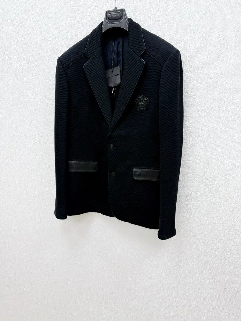 Versace VERSACE Leather Trim Casual Blazer - dmc Size US L / EU 52-54 / 3 - 3 Thumbnail