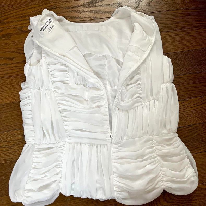 Comme des Garcons COMME des GARCONS White Ruched Top - dmc Size US S / EU 44-46 / 1 - 4 Thumbnail