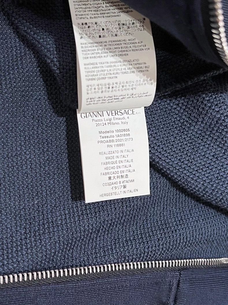 Versace VERSACE Blue Embroidered Zip-Up Cardigan - dmc Size US M / EU 48-50 / 2 - 8 Thumbnail