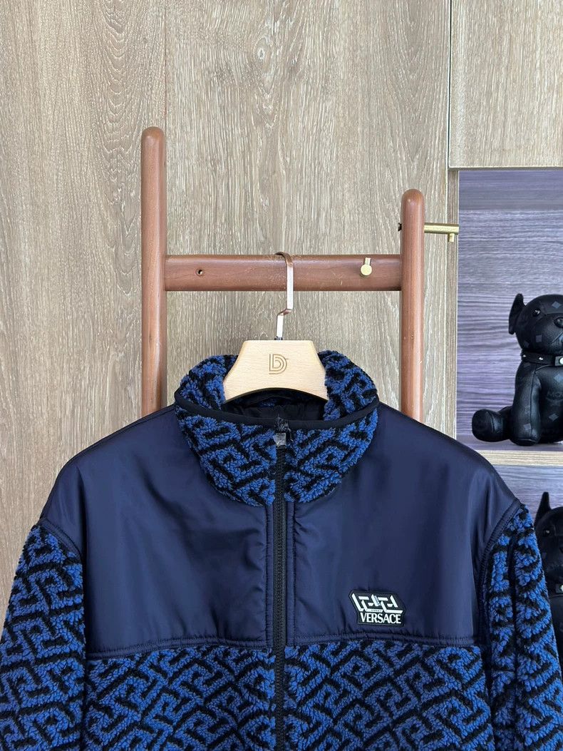 Versace VERSACE Blue Stand-Collar Fleece Jacket - dmc Size US L / EU 52-54 / 3 - 6 Thumbnail