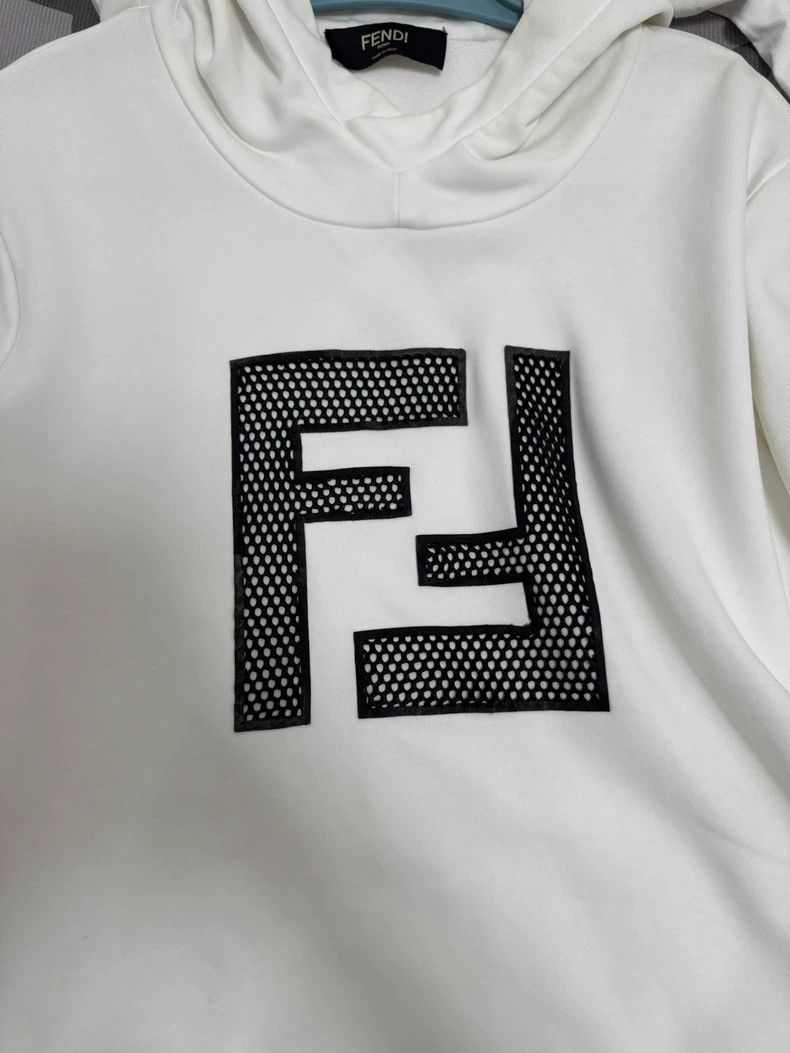 Fendi Fendi Mesh Logo White Hoodie - dmc Size US M / EU 48-50 / 2 - 4 Thumbnail