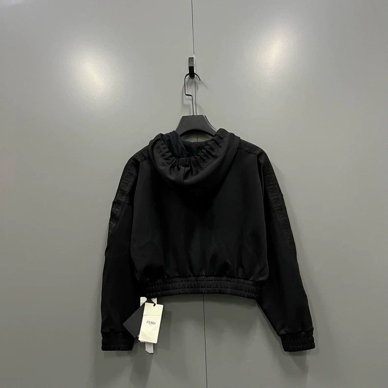 Fendi FENDI Black Cropped Drawstring Hoodie - dmc Size US S / EU 44-46 / 1 - 3 Thumbnail