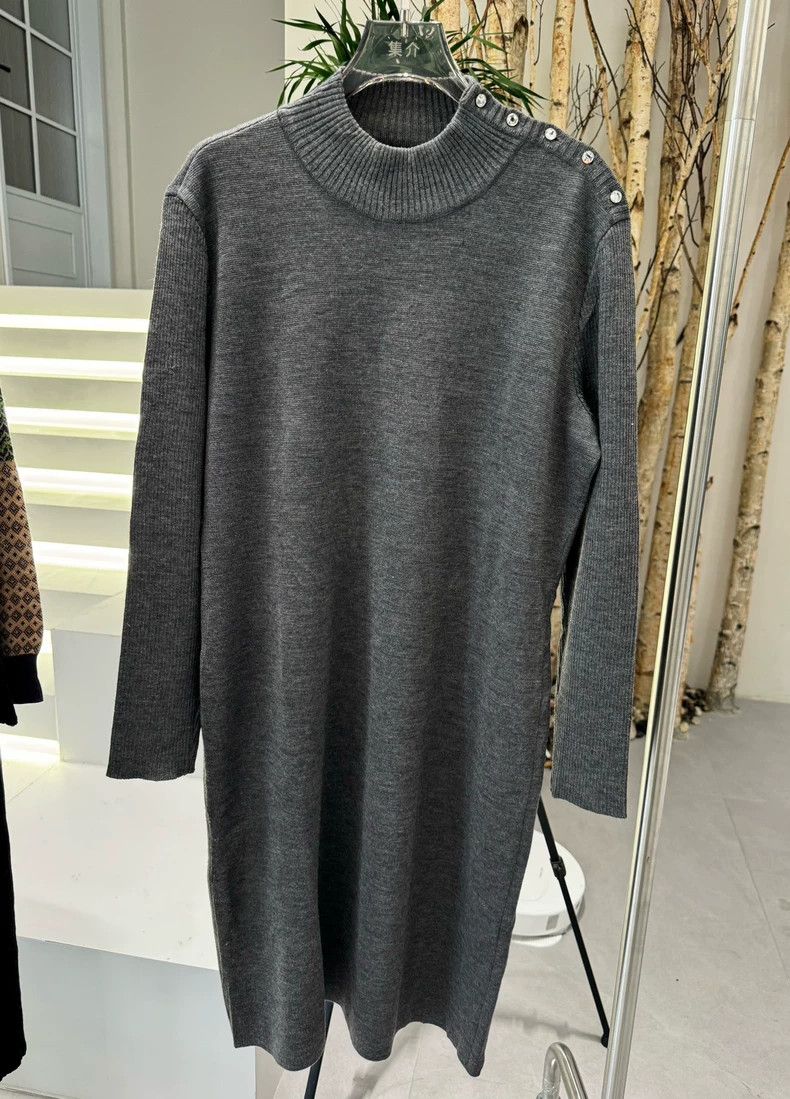 Hermes Luxury Gray Loose Wool Sweater Dress - dmc Size US L / EU 52-54 / 3 - 5 Thumbnail
