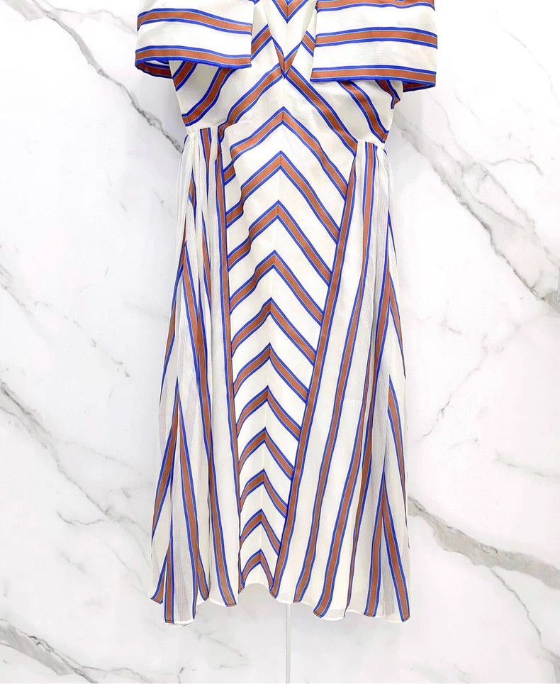 Fendi FENDI Striped V-Neck Silk Dress - dmc Size US L / EU 52-54 / 3 - 5 Thumbnail