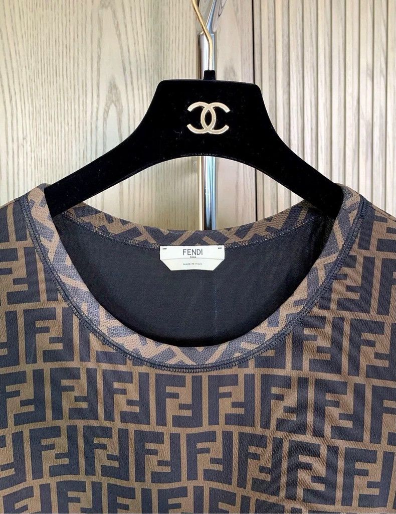 Fendi Fendi Brown Logo Short Sleeve Dress - dmc Size US 31 - 7 Thumbnail