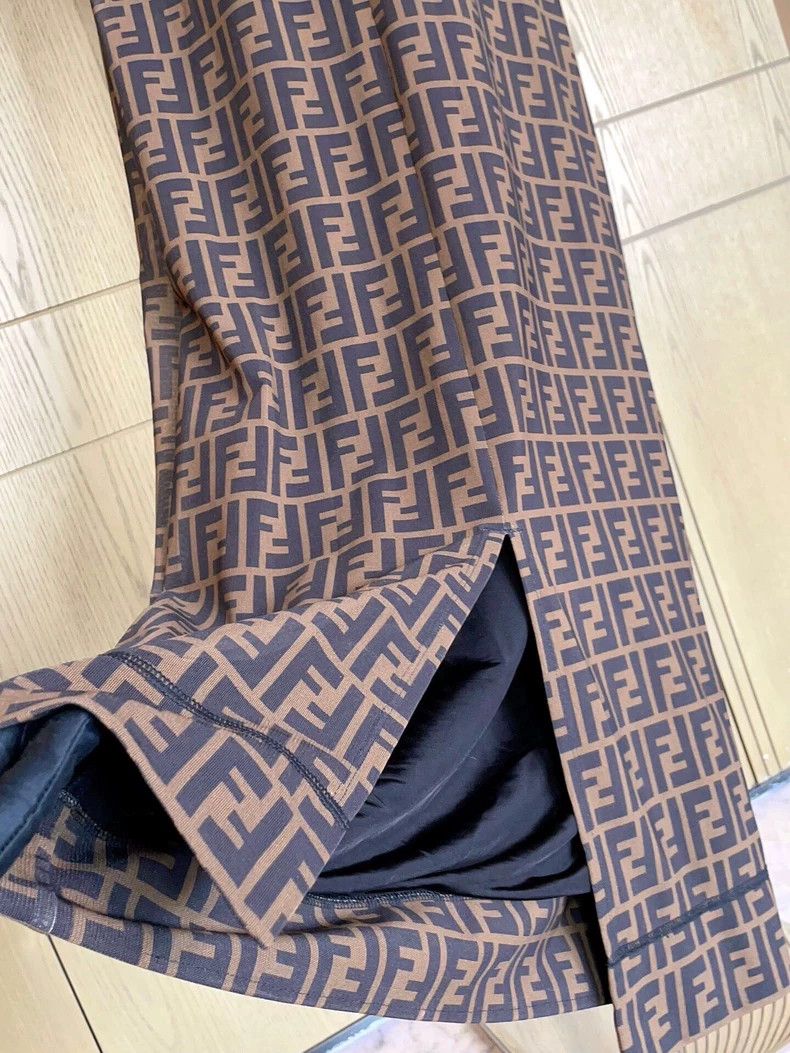 Fendi Fendi Brown Logo Short Sleeve Dress - dmc Size US 31 - 6 Thumbnail