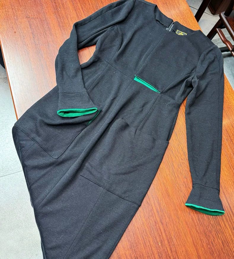 Hermes Black Green Wool Knit Dress - dmc Size US 38 / EU 54 - 5 Thumbnail