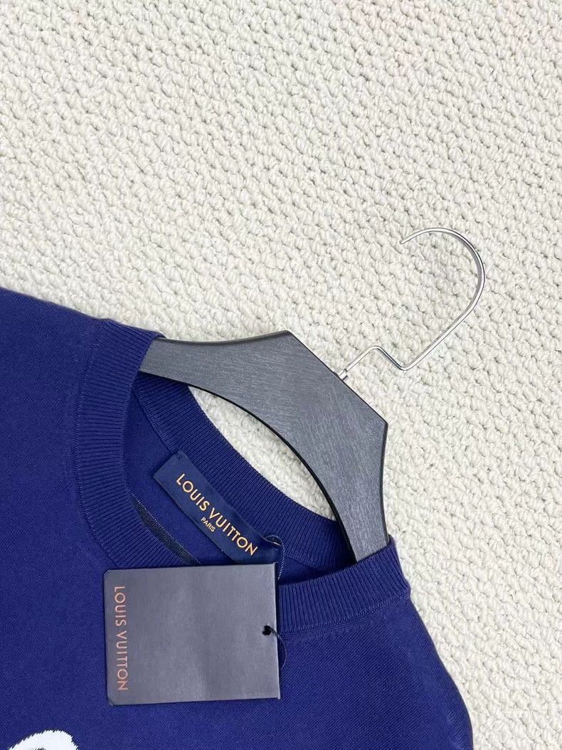 Louis Vuitton Louis Vuitton Blue Embroidered Logo Knit Tee - dmc Size US M / EU 48-50 / 2 - 3 Thumbnail