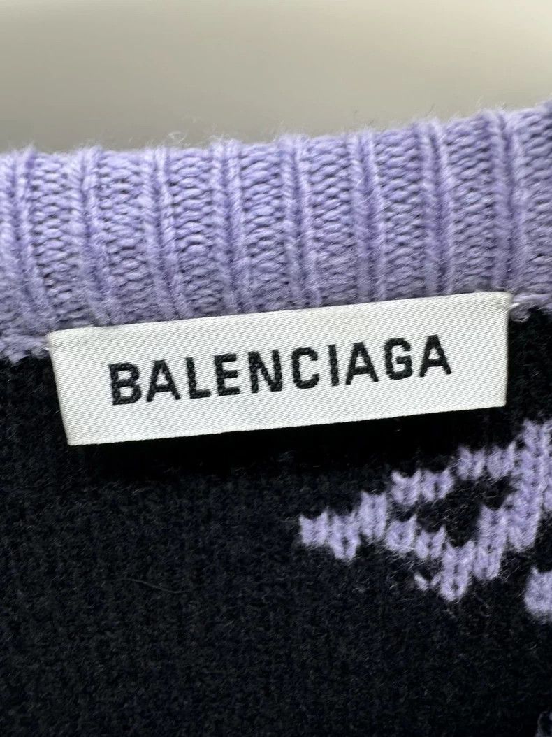Balenciaga Balenciaga Purple Logo Knit Sweater - dmc Size US L / EU 52-54 / 3 - 3 Thumbnail