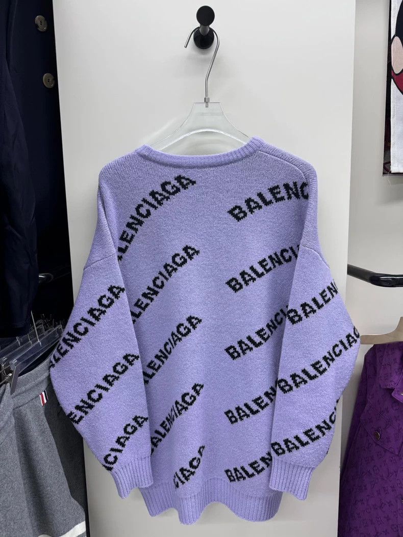Balenciaga Balenciaga Purple Logo Knit Sweater - dmc Size US L / EU 52-54 / 3 - 2 Thumbnail