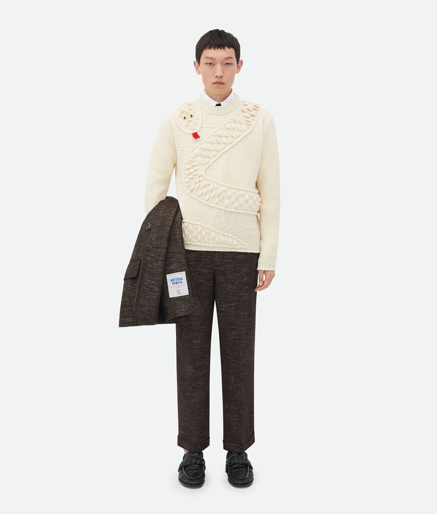 Bottega Veneta Snake Scales Wool Knit Jumper Sweater in Dove Size US S / EU 44-46 / 1 - 3 Thumbnail