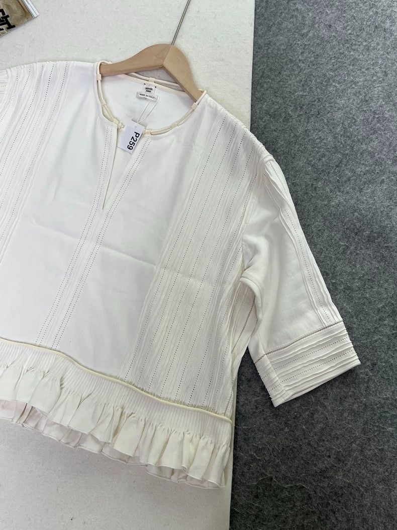 Hermes HERMES Ruffled Short Sleeve Top - dmc Size US S / EU 44-46 / 1 - 3 Thumbnail