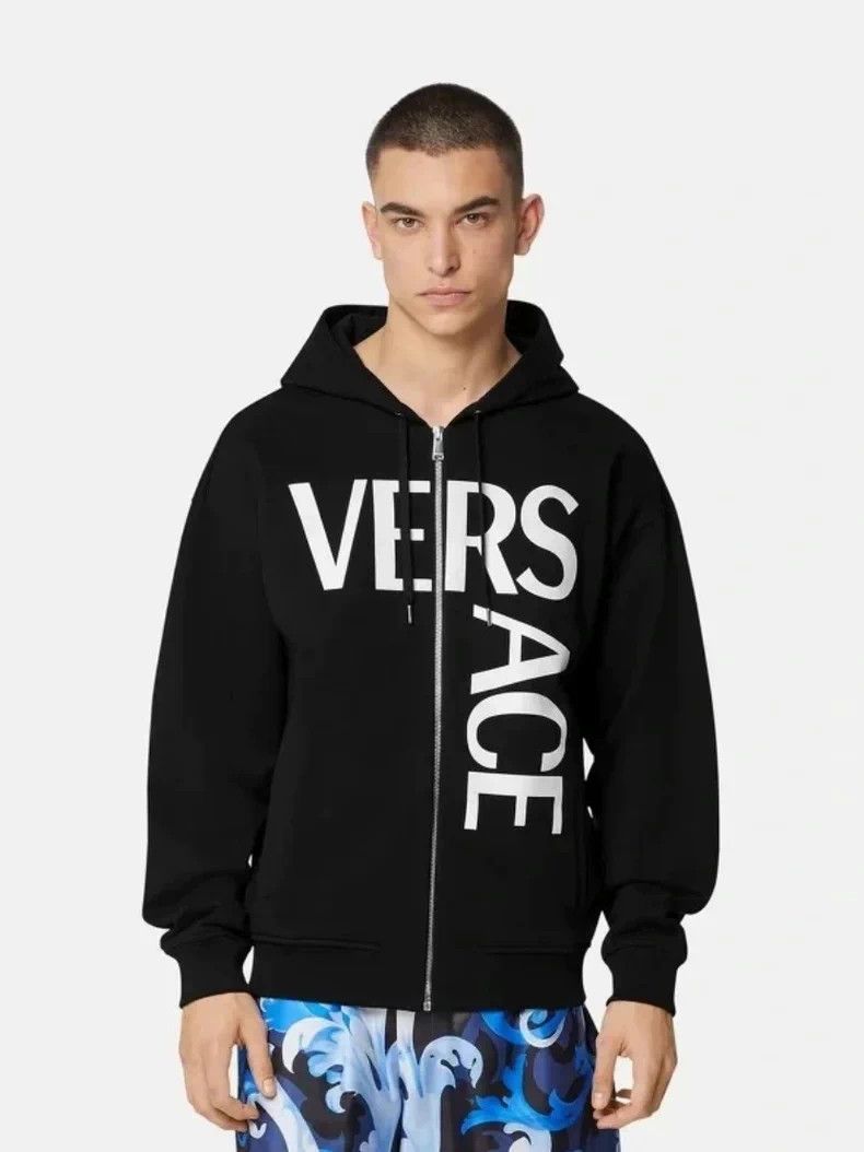 Versace VERSACE Men's Black Logo Zip Hoodie - dmc Size US M / EU 48-50 / 2 - 6 Thumbnail