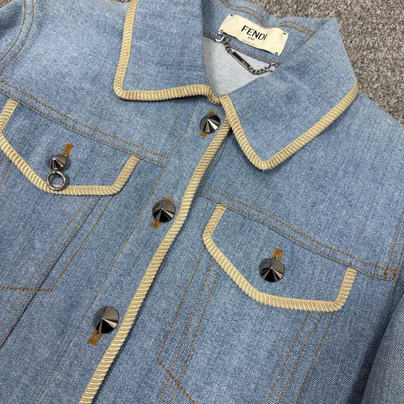 Fendi Fendi Blue Denim Jacket with Ribbons - dmc Size US S / EU 44-46 / 1 - 3 Thumbnail