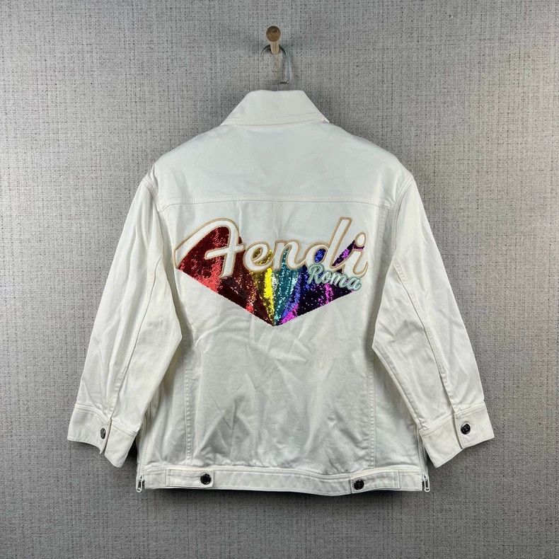 Fendi Fendi Sequin Logo Denim Jacket - dmc Size US M / EU 48-50 / 2 - 2 Thumbnail