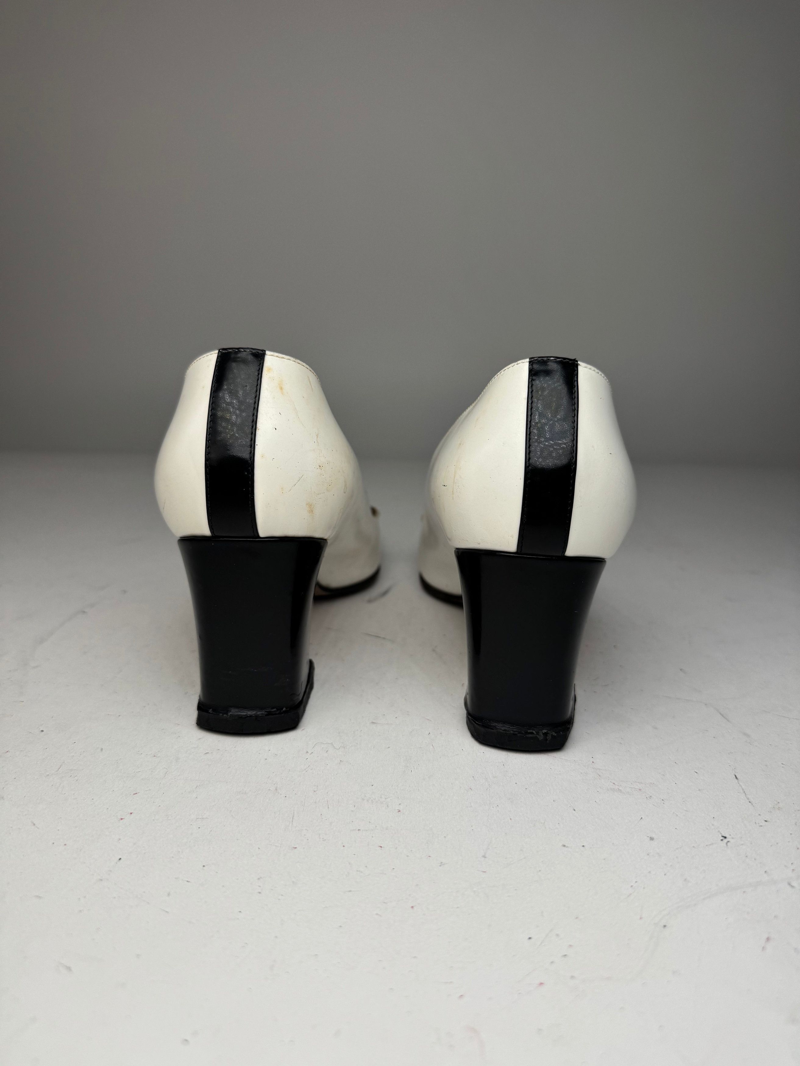 Gucci Vintage Horsebit Pumps Black White EU36,5 Size US 5.5 / IT 35.5 - 5 Thumbnail