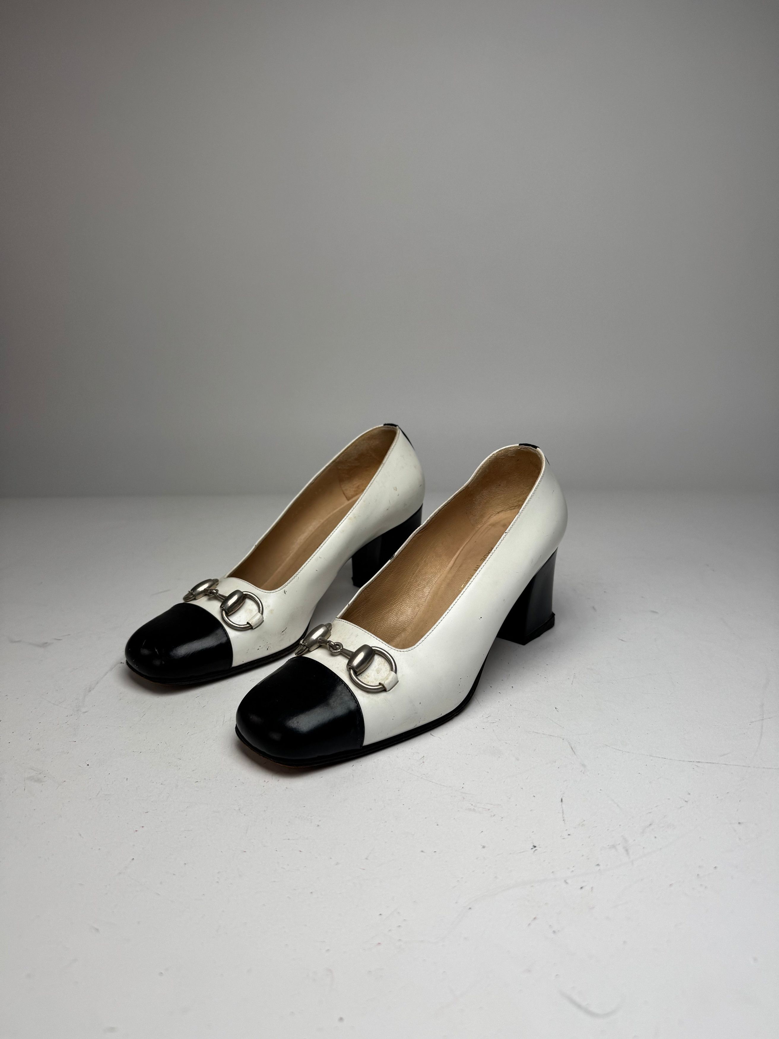 Gucci Vintage Horsebit Pumps Black White EU36,5 Size US 5.5 / IT 35.5 - 10 Thumbnail