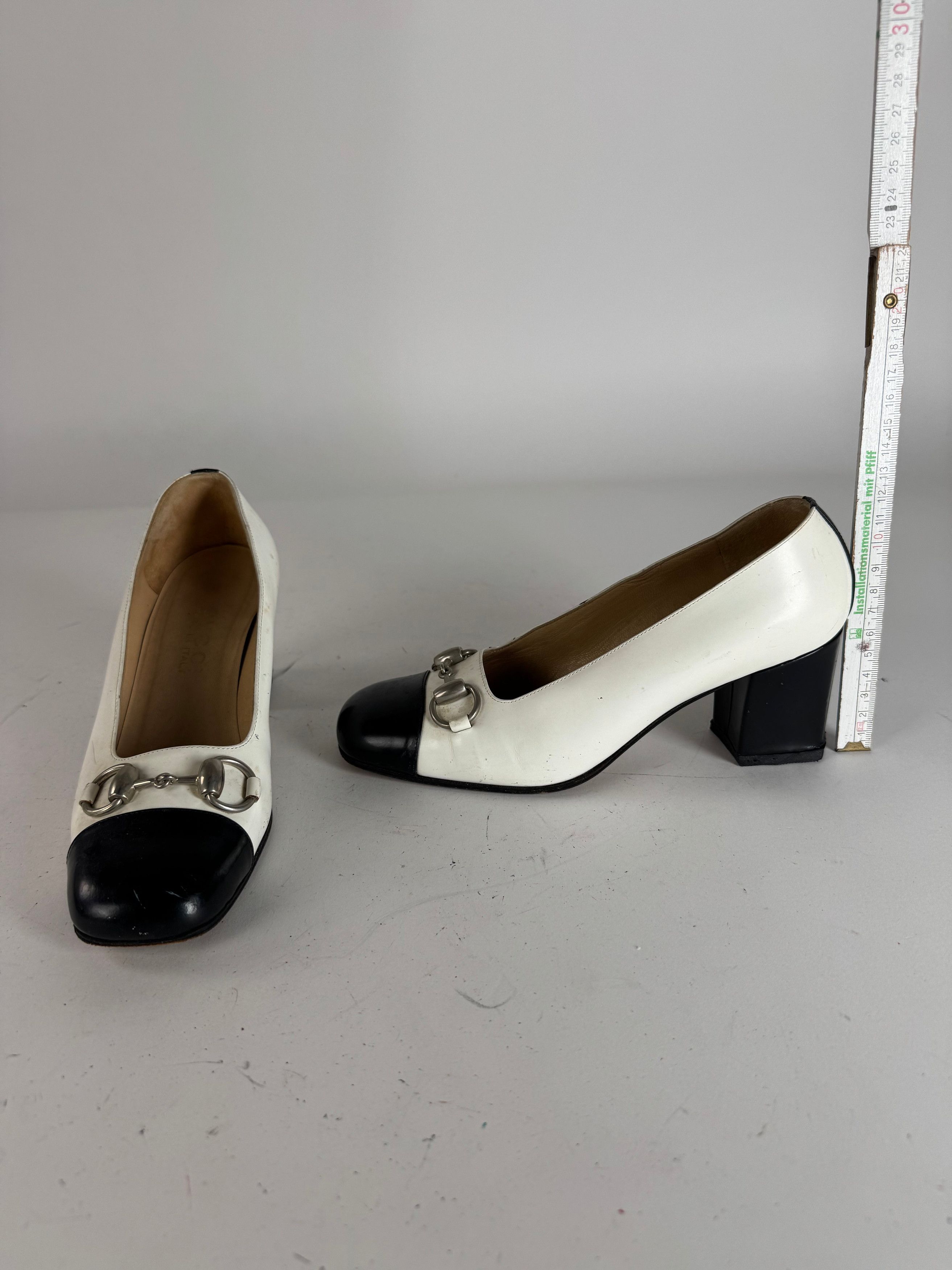 Gucci Vintage Horsebit Pumps Black White EU36,5 Size US 5.5 / IT 35.5 - 8 Thumbnail