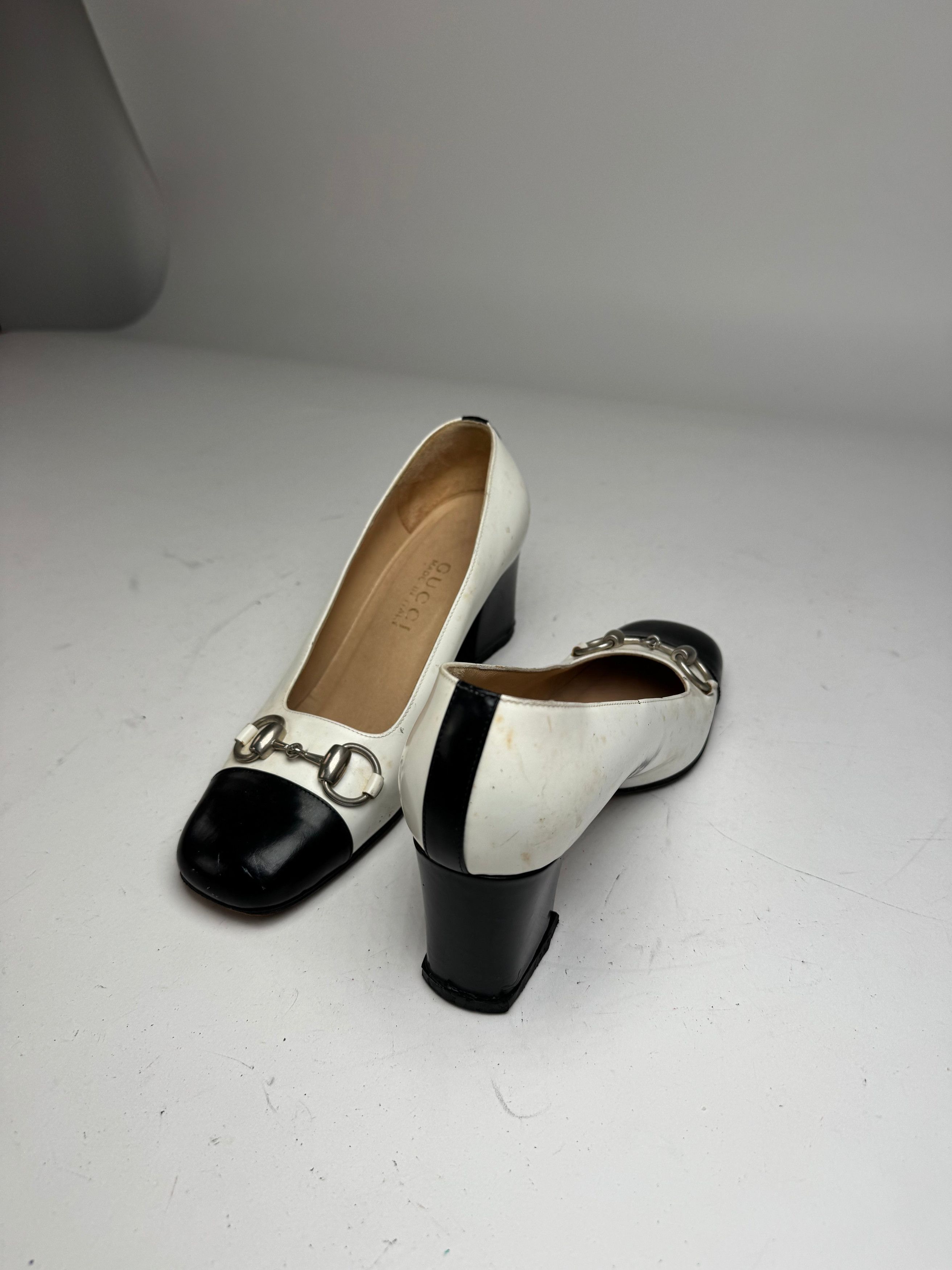 Gucci Vintage Horsebit Pumps Black White EU36,5 Size US 5.5 / IT 35.5 - 7 Thumbnail