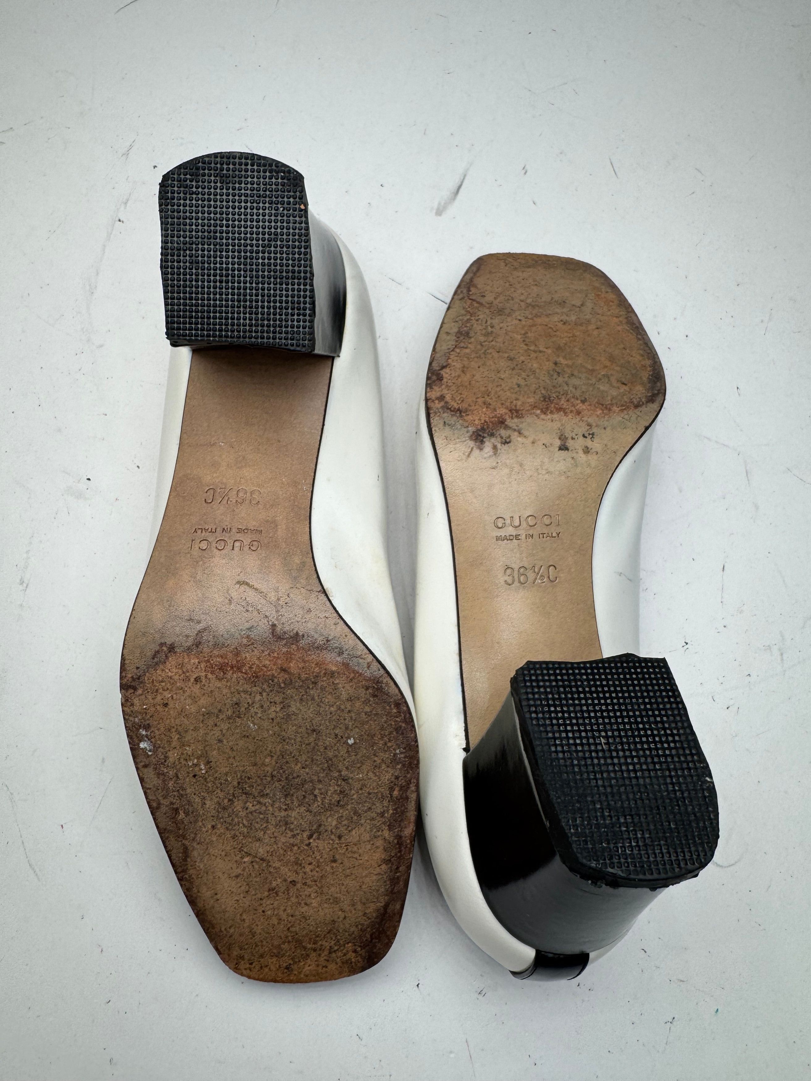 Gucci Vintage Horsebit Pumps Black White EU36,5 Size US 5.5 / IT 35.5 - 6 Thumbnail