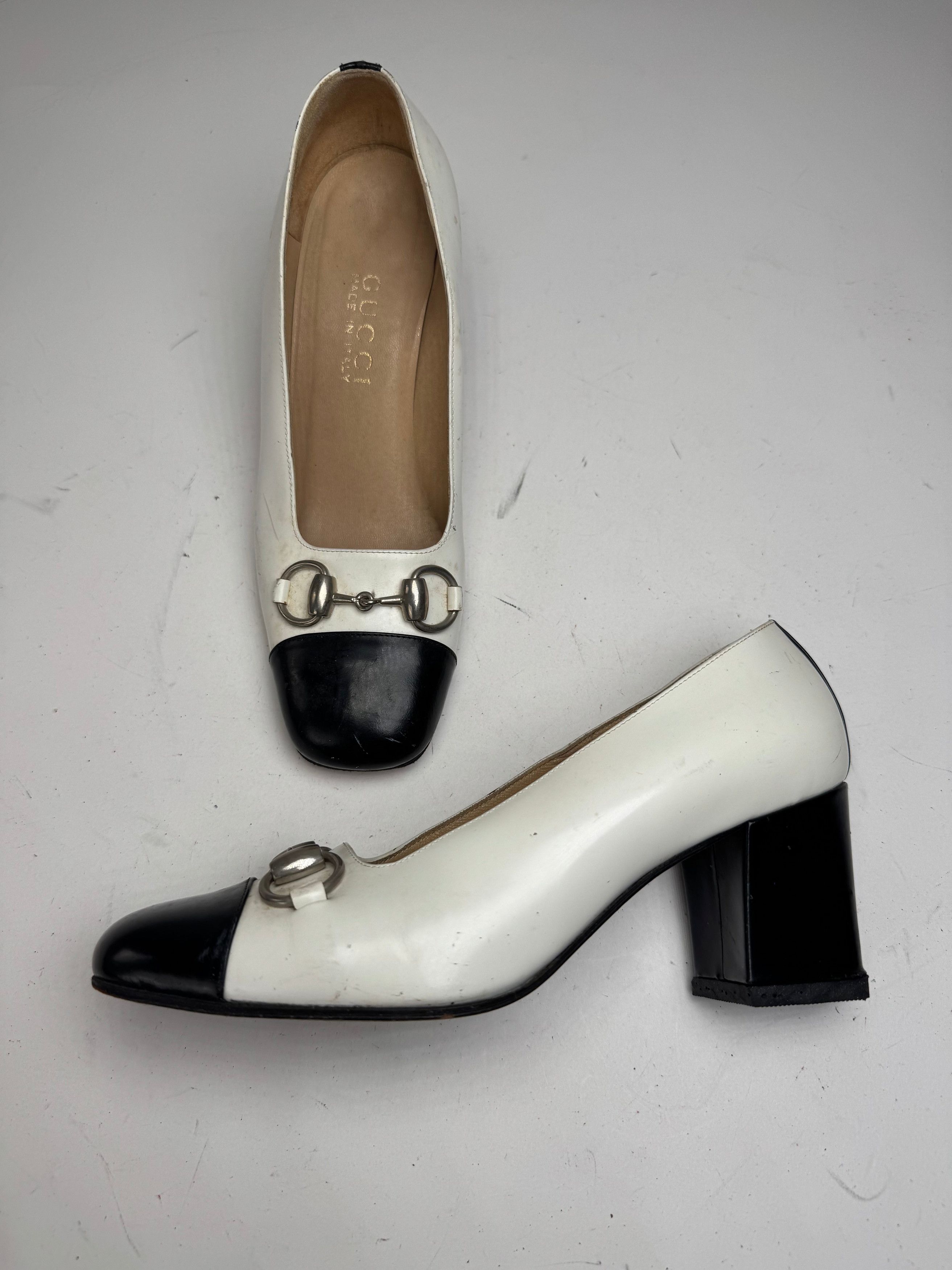Gucci Vintage Horsebit Pumps Black White EU36,5 Size US 5.5 / IT 35.5 - 2 Thumbnail