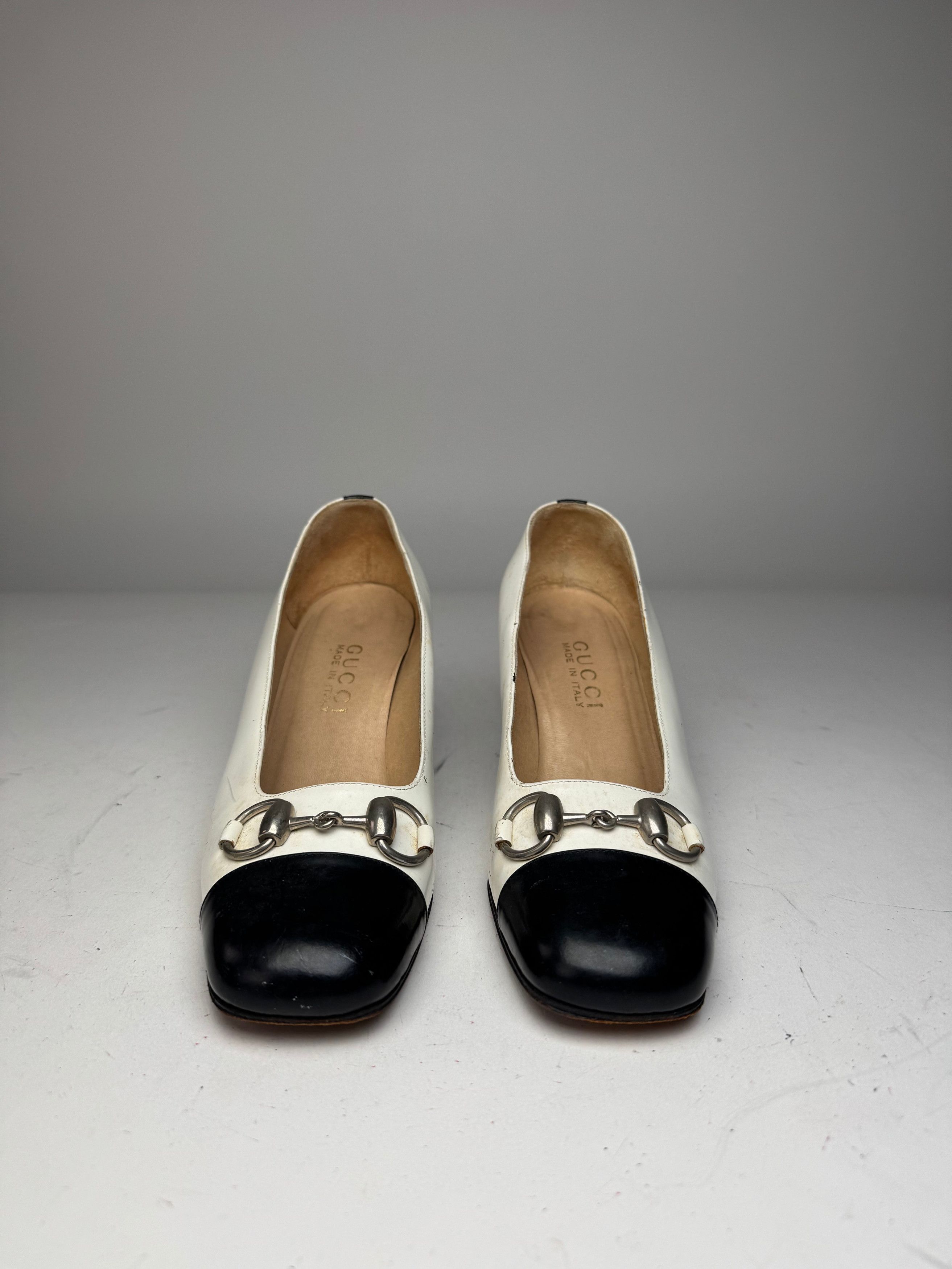 Gucci Vintage Horsebit Pumps Black White EU36,5 Size US 5.5 / IT 35.5 - 4 Thumbnail