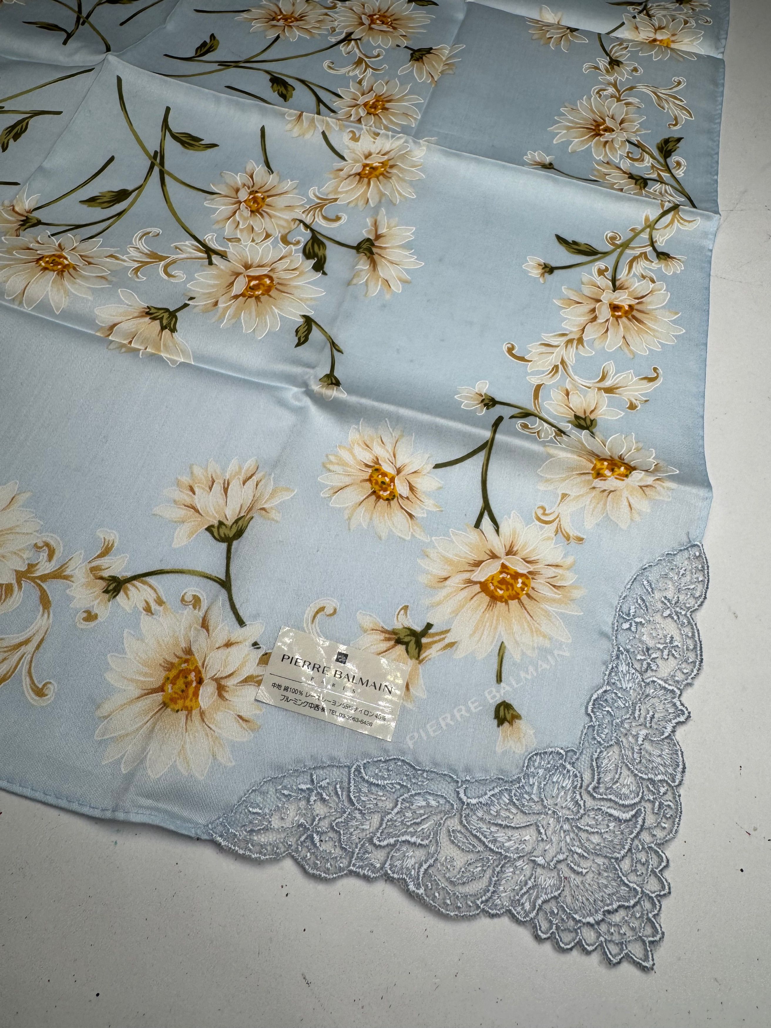 Balmain Vintage Floral Scarf Light-Blue Yellow white Size ONE SIZE - 2 Thumbnail