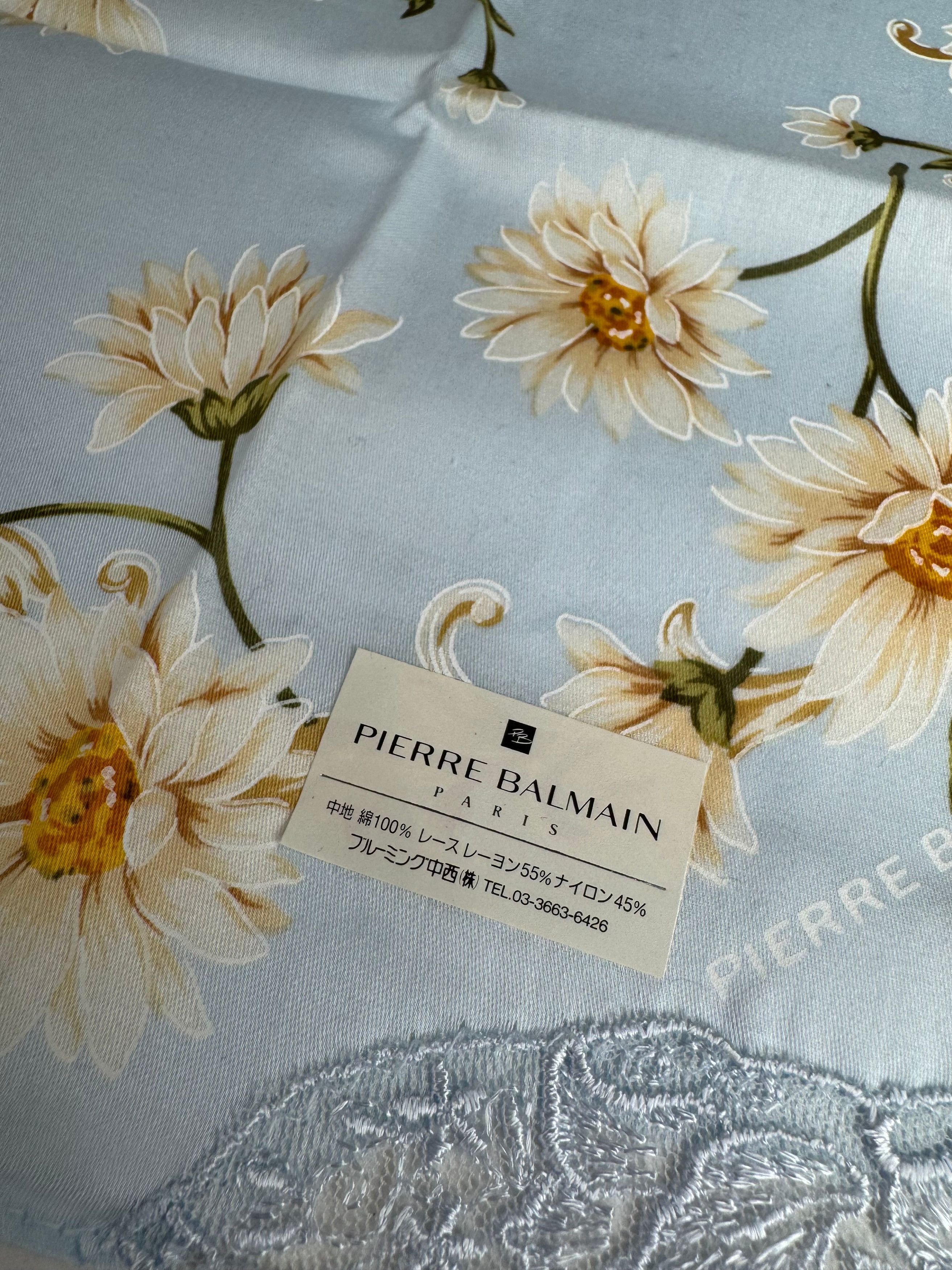 Balmain Vintage Floral Scarf Light-Blue Yellow white Size ONE SIZE - 3 Thumbnail