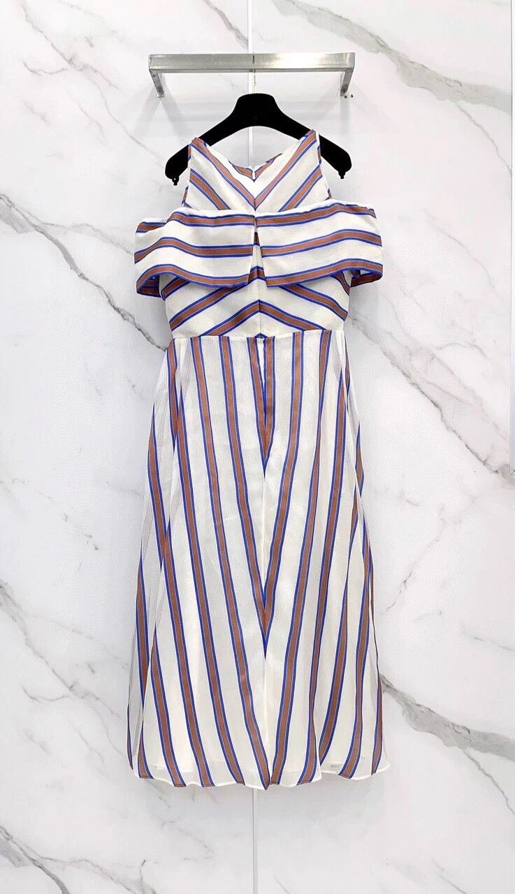 Fendi FENDI Striped V-Neck Silk Dress - dmc Size US 31 - 2 Thumbnail