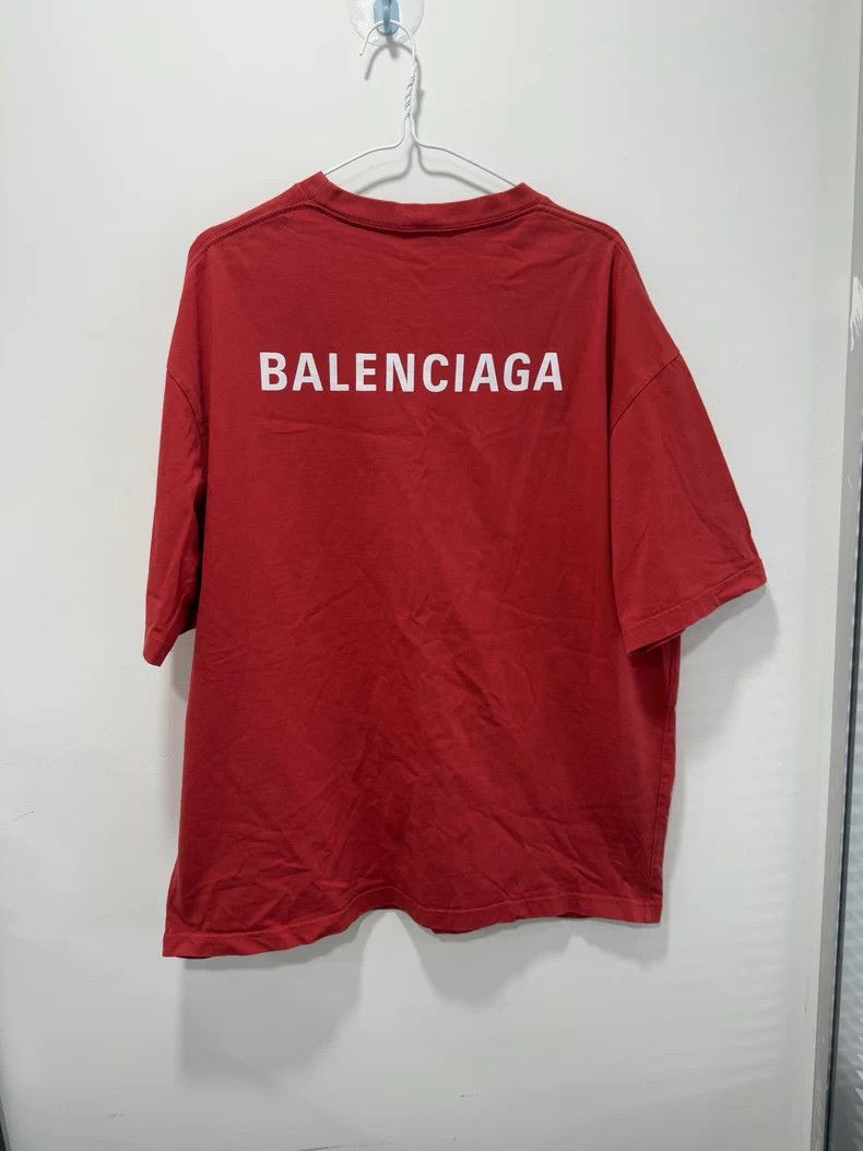 Balenciaga Balenciaga Red Logo Short Sleeve T-shirt - dmc Size US L / EU 52-54 / 3 - 2 Thumbnail