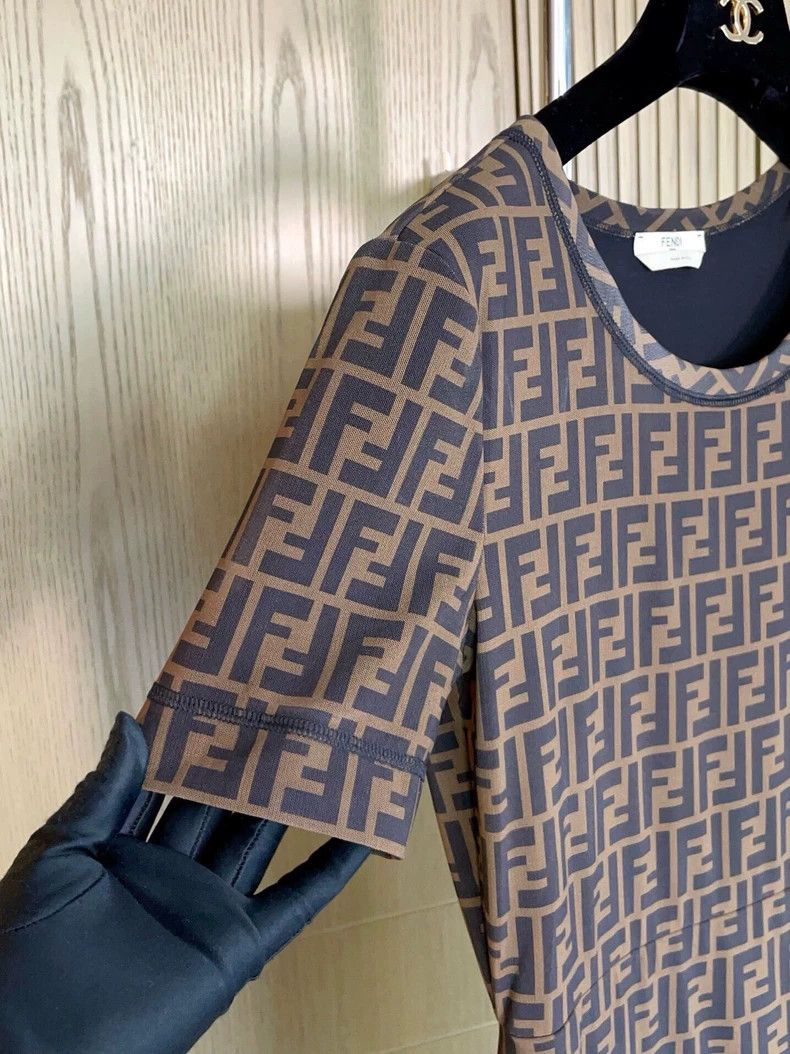 Fendi Fendi Brown Monogram Short-Sleeve Dress - dmc Size US 31 - 5 Thumbnail