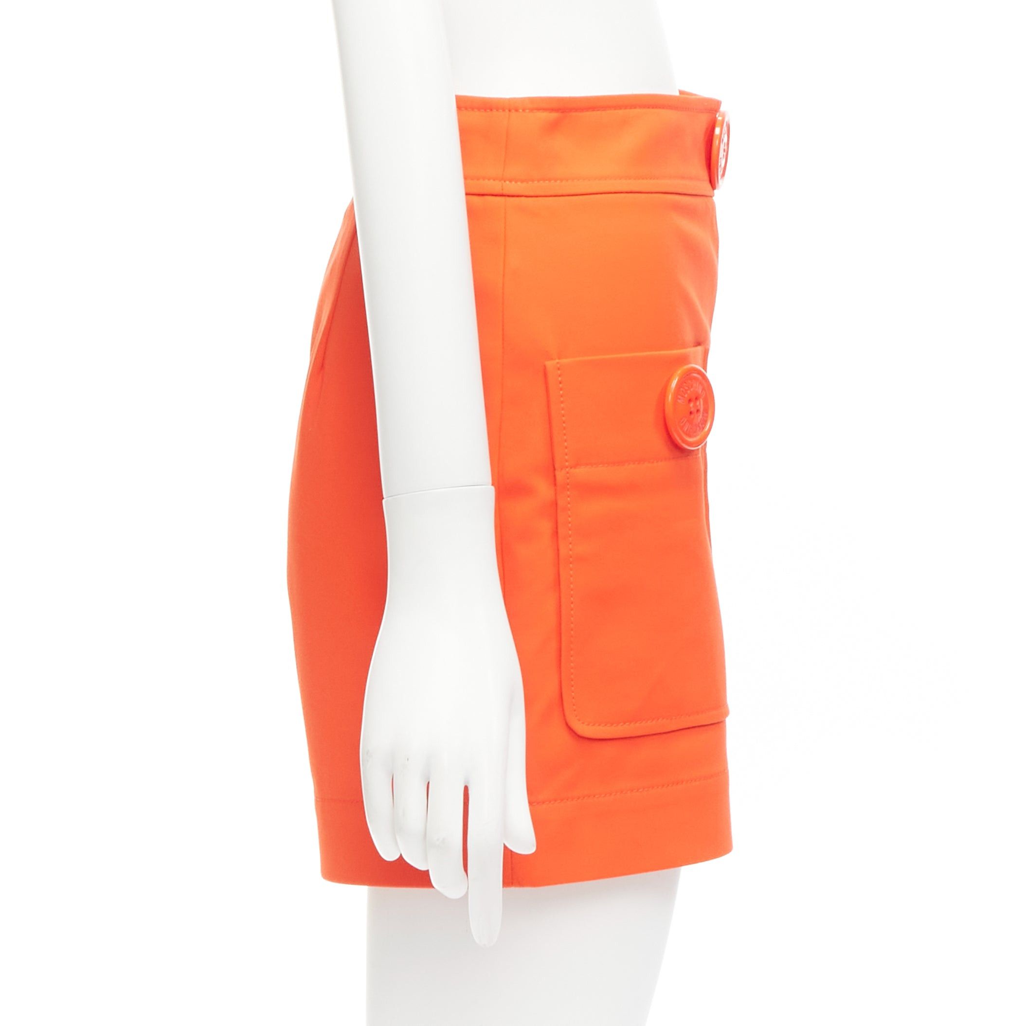 Moschino MOSCHINO bright orange oversized buttons high waist wide leg shorts IT38 XS Size 26" / US 2 / IT 38 - 4 Thumbnail