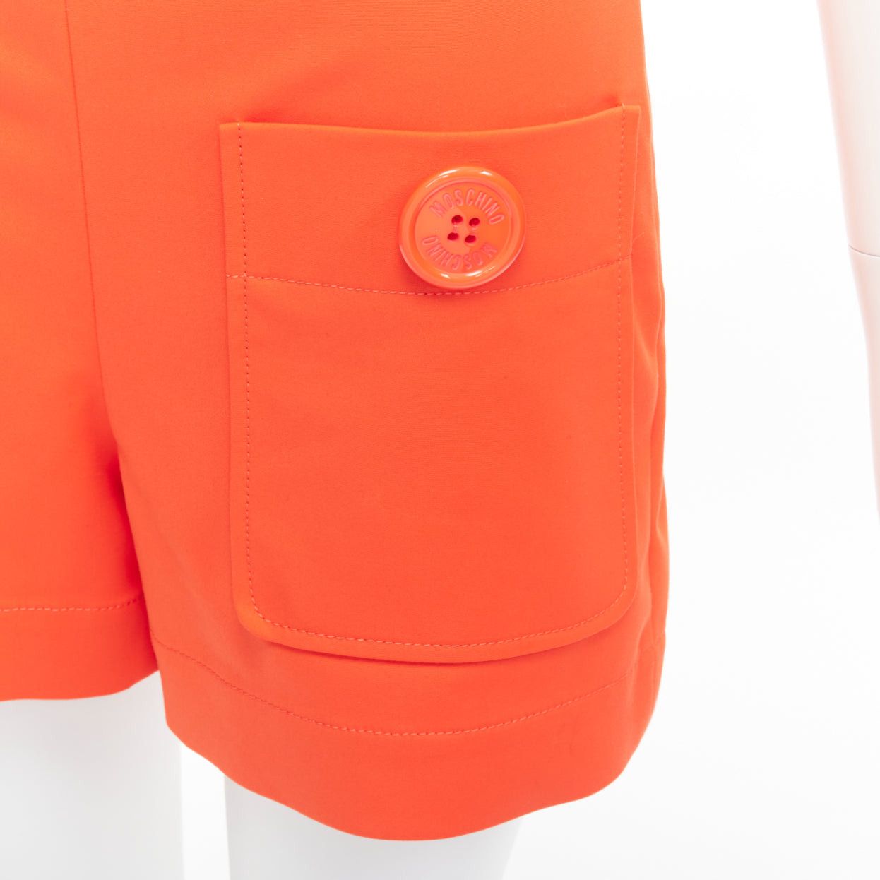 Moschino MOSCHINO bright orange oversized buttons high waist wide leg shorts IT38 XS Size 26" / US 2 / IT 38 - 2 Thumbnail