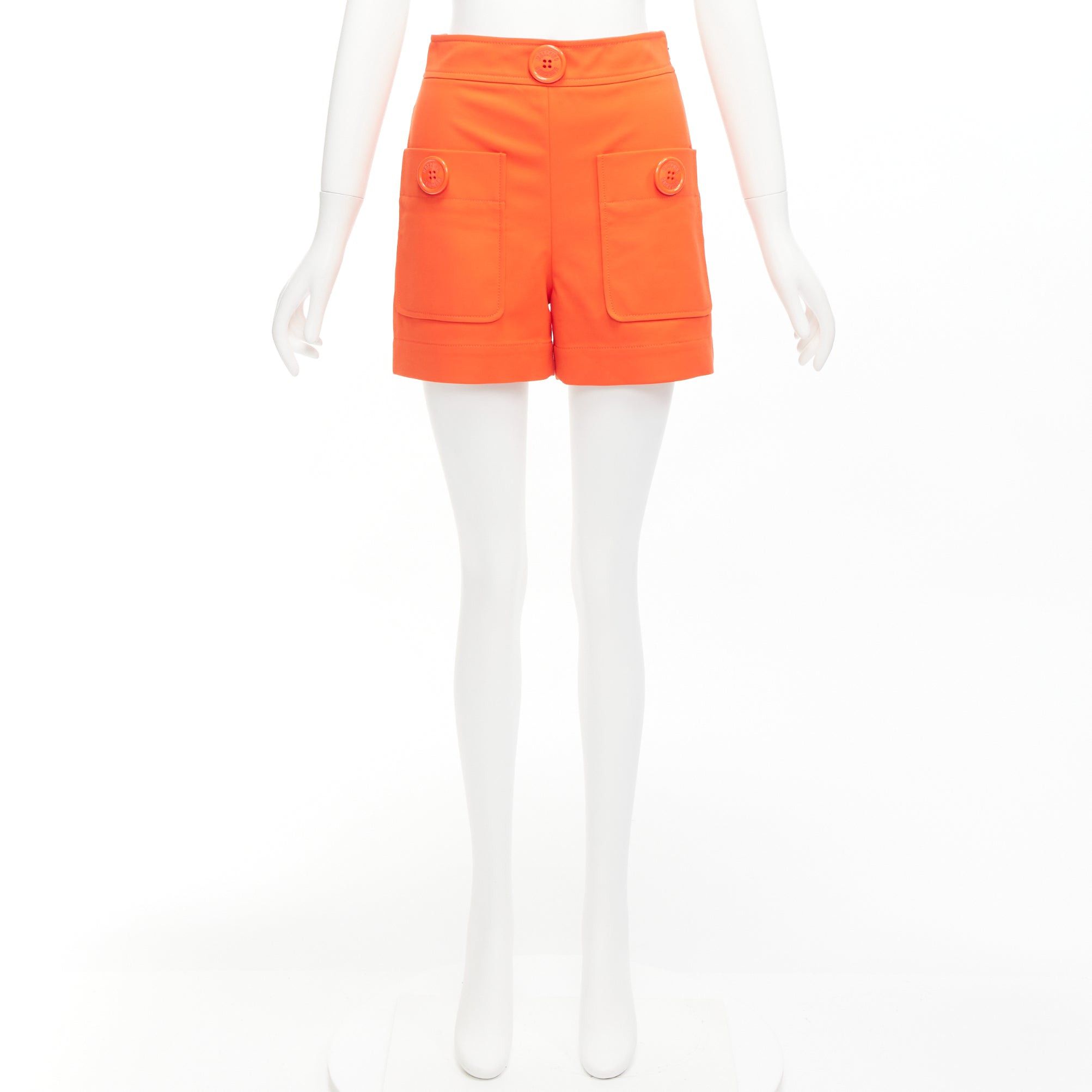 Moschino MOSCHINO bright orange oversized buttons high waist wide leg shorts IT38 XS Size 26" / US 2 / IT 38 - 9 Thumbnail