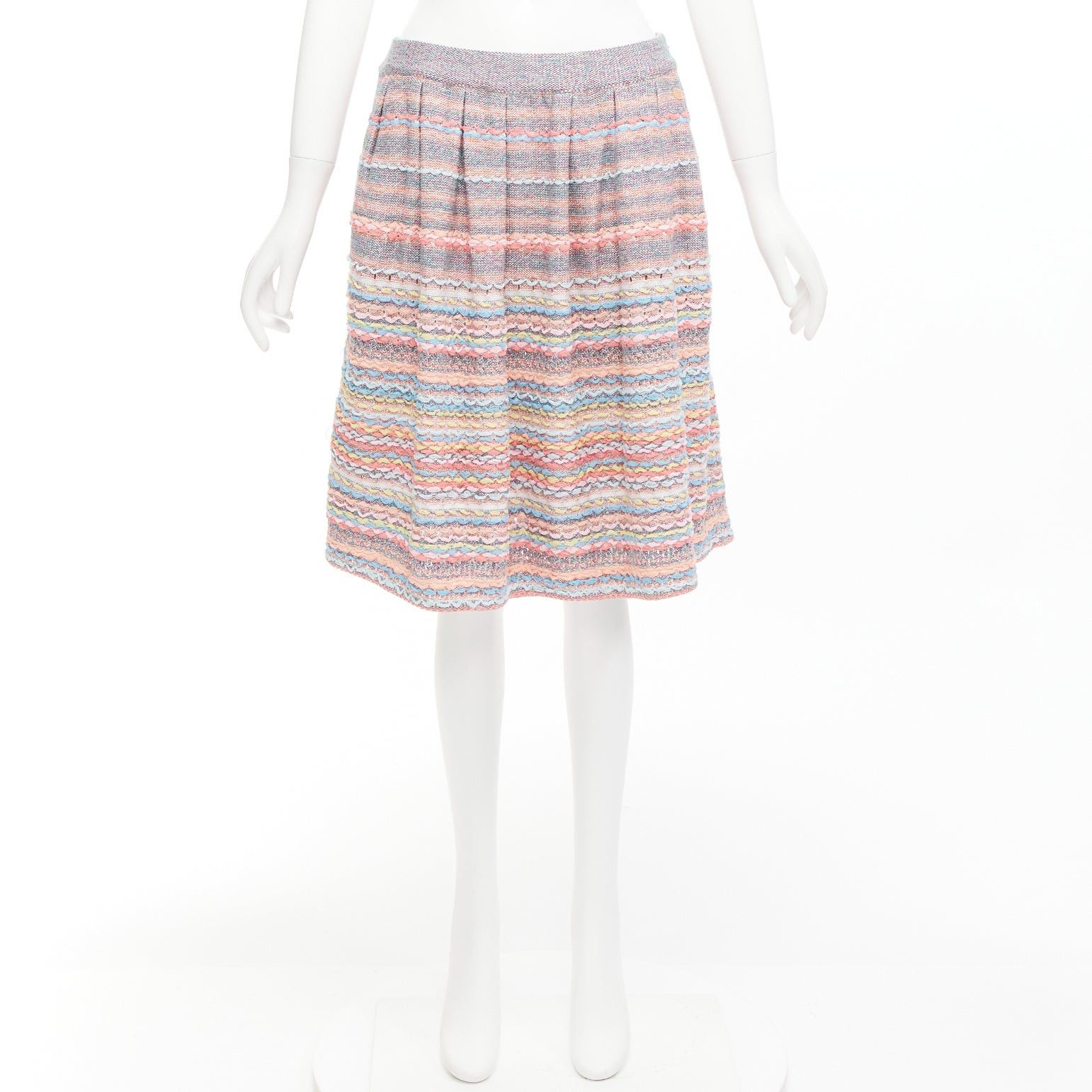 Chanel CHANEL 18P rainbow silk cotton cashmere ribbon tweed knee length skirt FR40 L Size 30" / US 8 / IT 44 - 9 Thumbnail